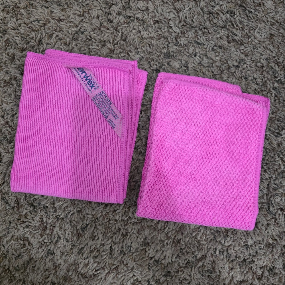 Norwex Kitchen 3pc Limited Edition Pink Ribbed Towel 2 Cloths BacLock Microfiber - Picture 3 of 7